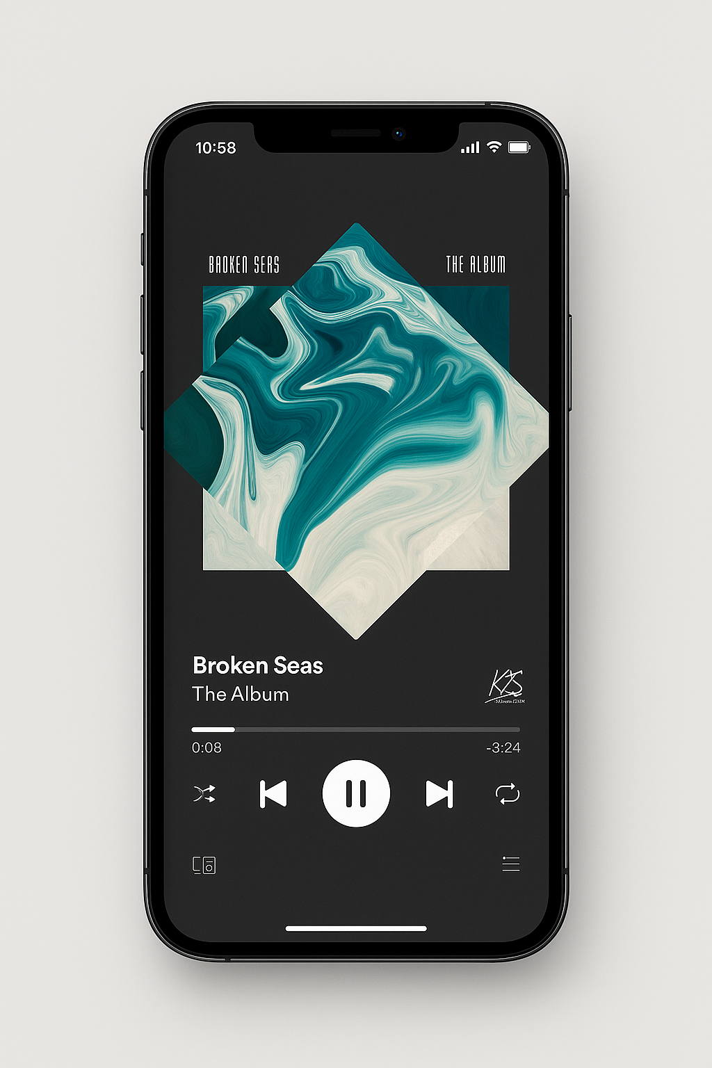 K2S Album Cover - "Broken Seas" Abstract Edition